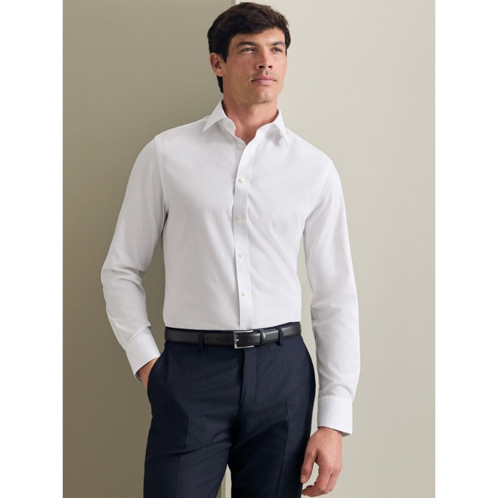 Charles Tyrwhitt Mens Non-Iron Stretch Poplin Shirt White Extra Slim 15.5 33